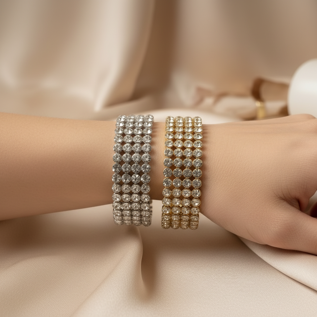 Golden Sparkle Crystal Cuff Bracelet
