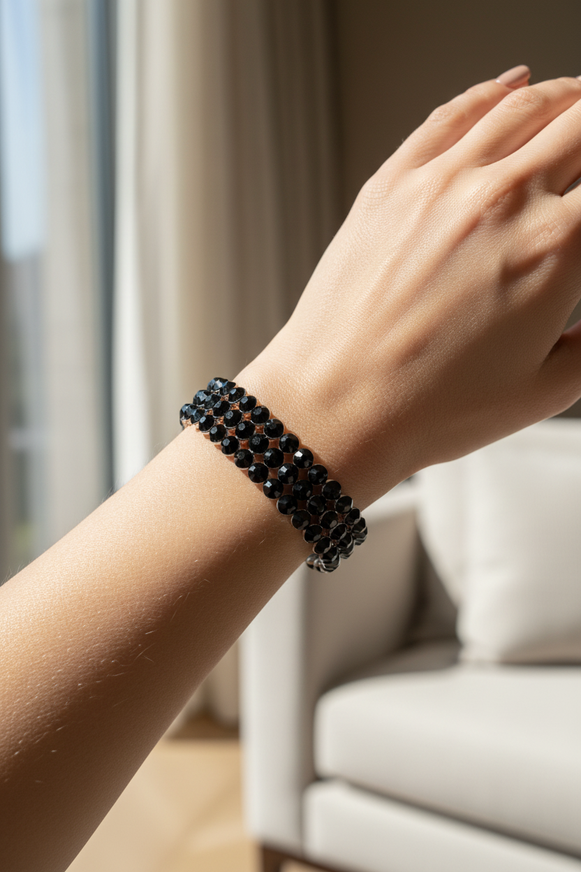 Onyx Sparkle Crystal Cuff Bracelet