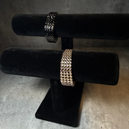 Gold-tone crystal cuff bracelet, handmade by LUXORI — view 2