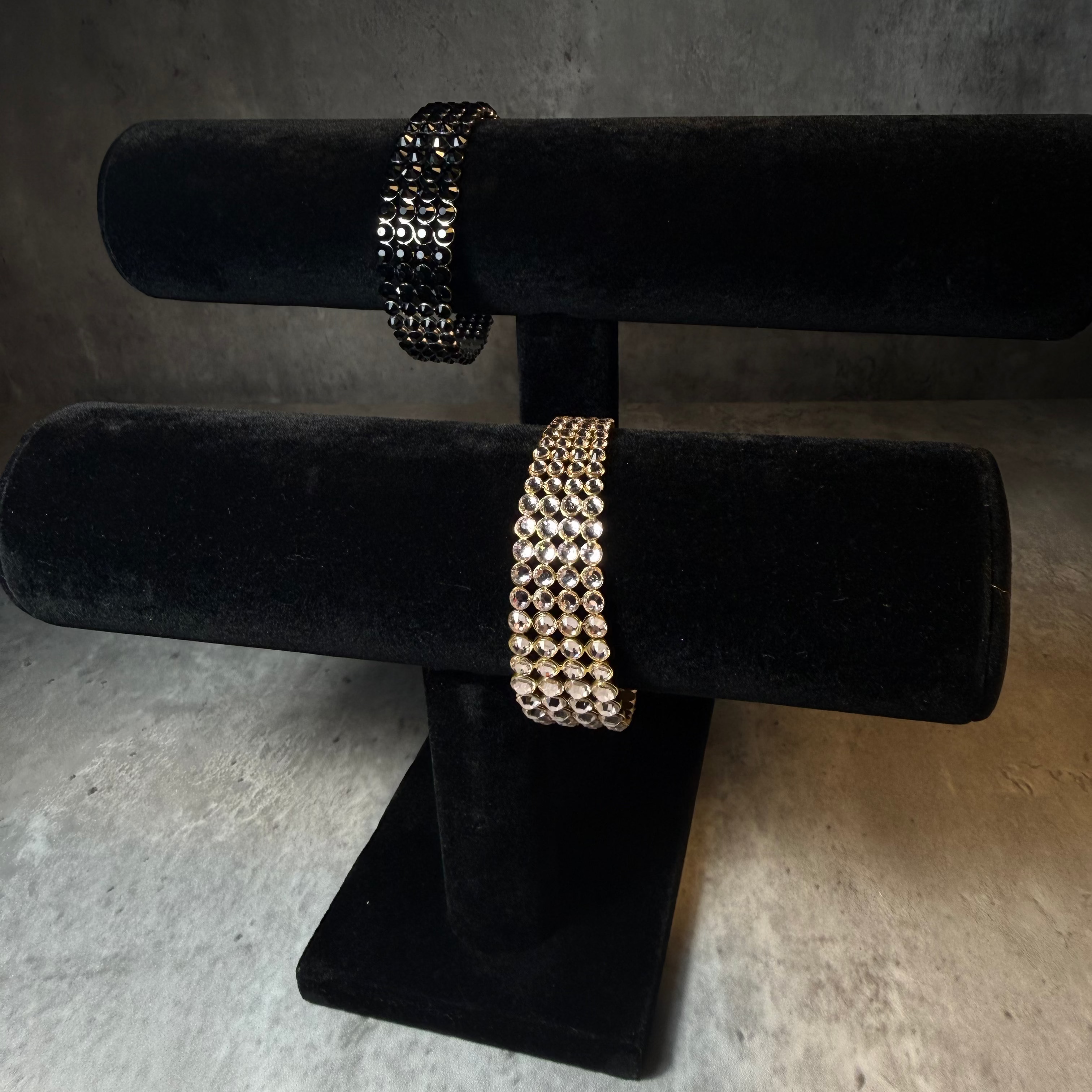 Gold-tone crystal cuff bracelet, handmade by LUXORI — view 2