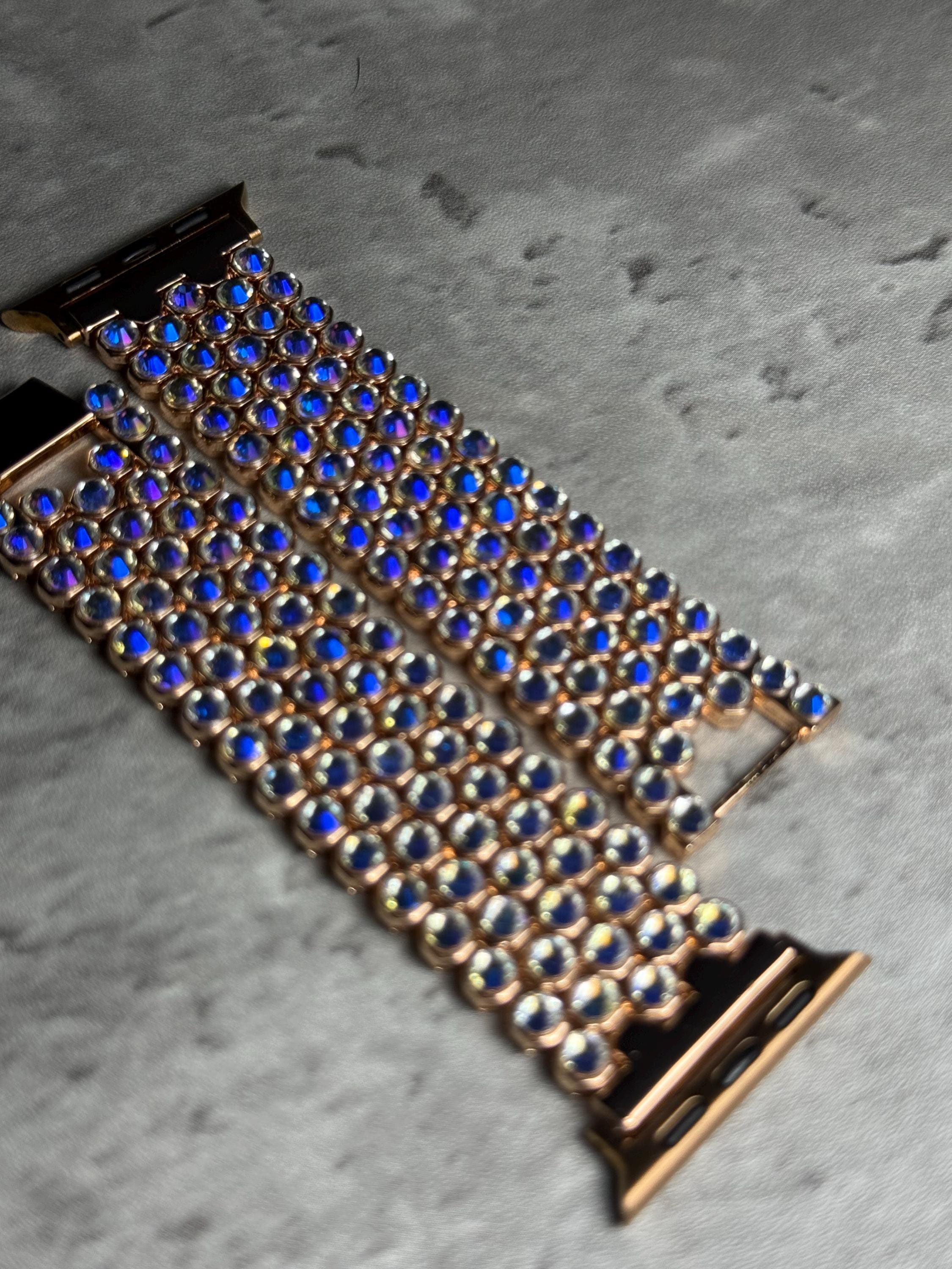 Crystal Apple Watch Band, Bling Strap, Stainless Steel, Moon Shadow Color