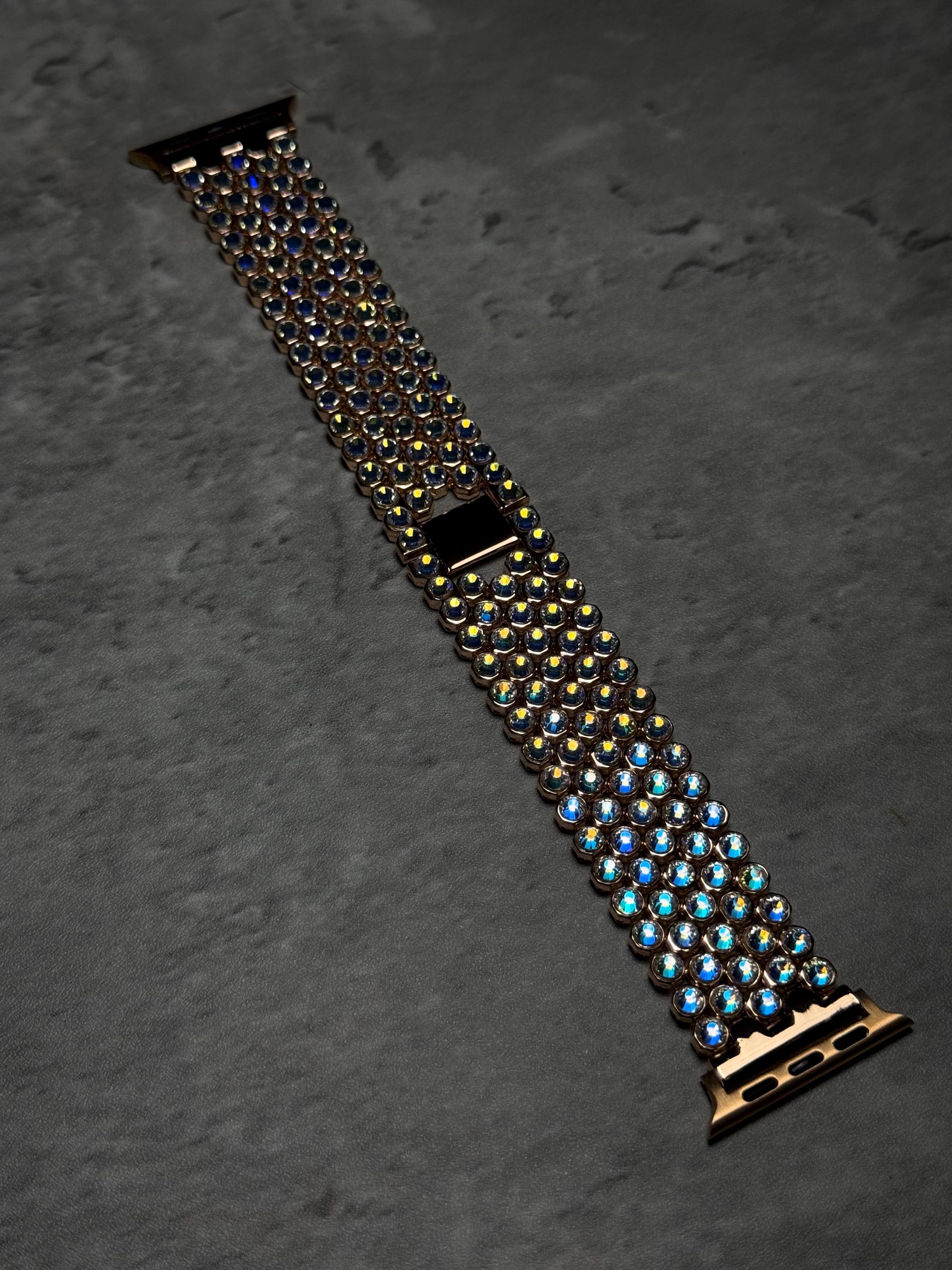 Crystal Apple Watch Band, Bling Strap, Stainless Steel, Moon Shadow Color