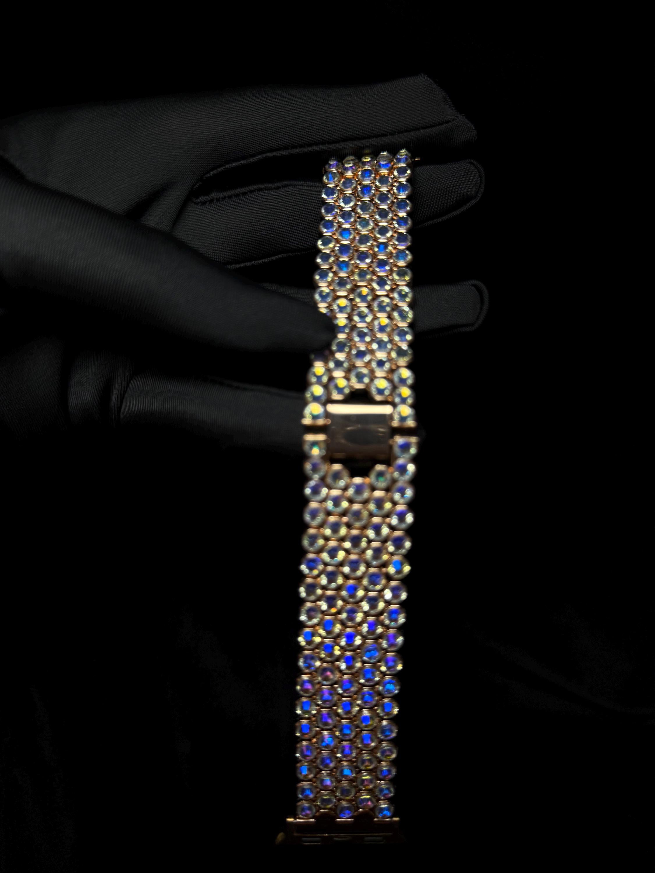 Crystal Apple Watch Band, Bling Strap, Stainless Steel, Moon Shadow Color
