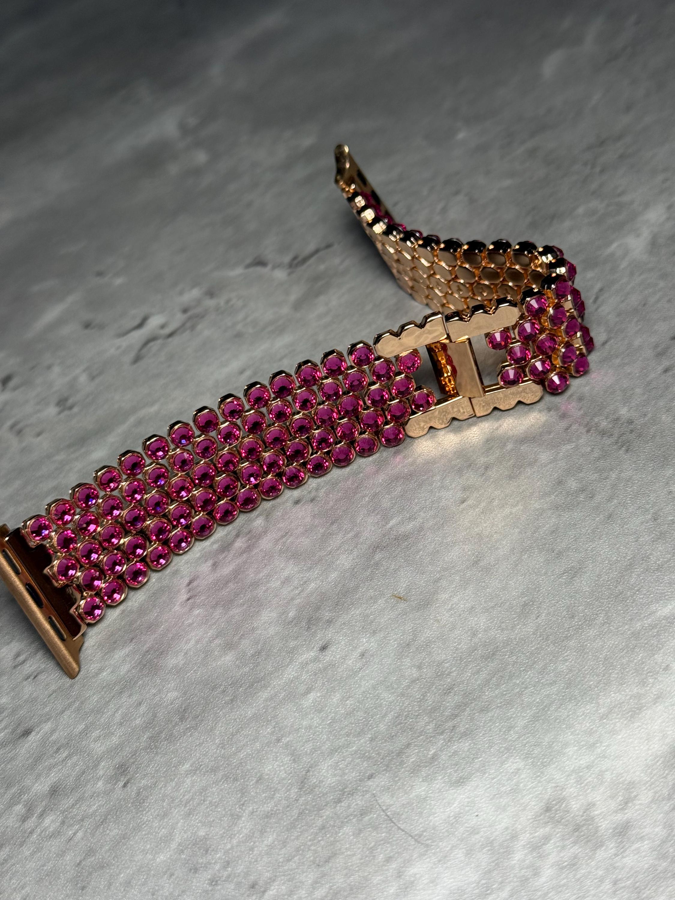 Crystal Apple Watch Band, Stainless Steel Bling Strap, Glamorous Jewelry
