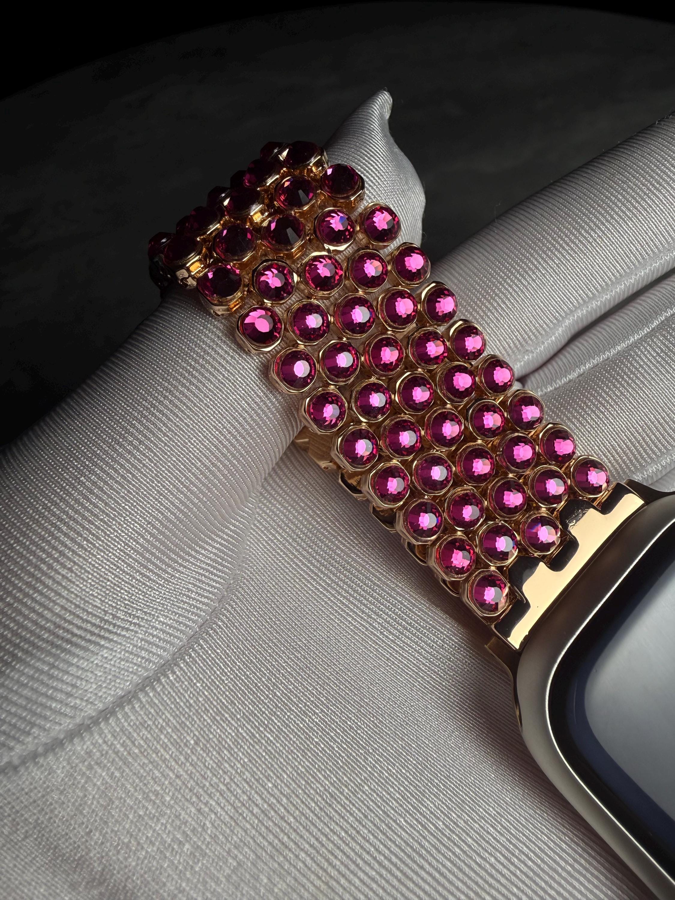 Crystal Apple Watch Band, Stainless Steel Bling Strap, Glamorous Jewelry