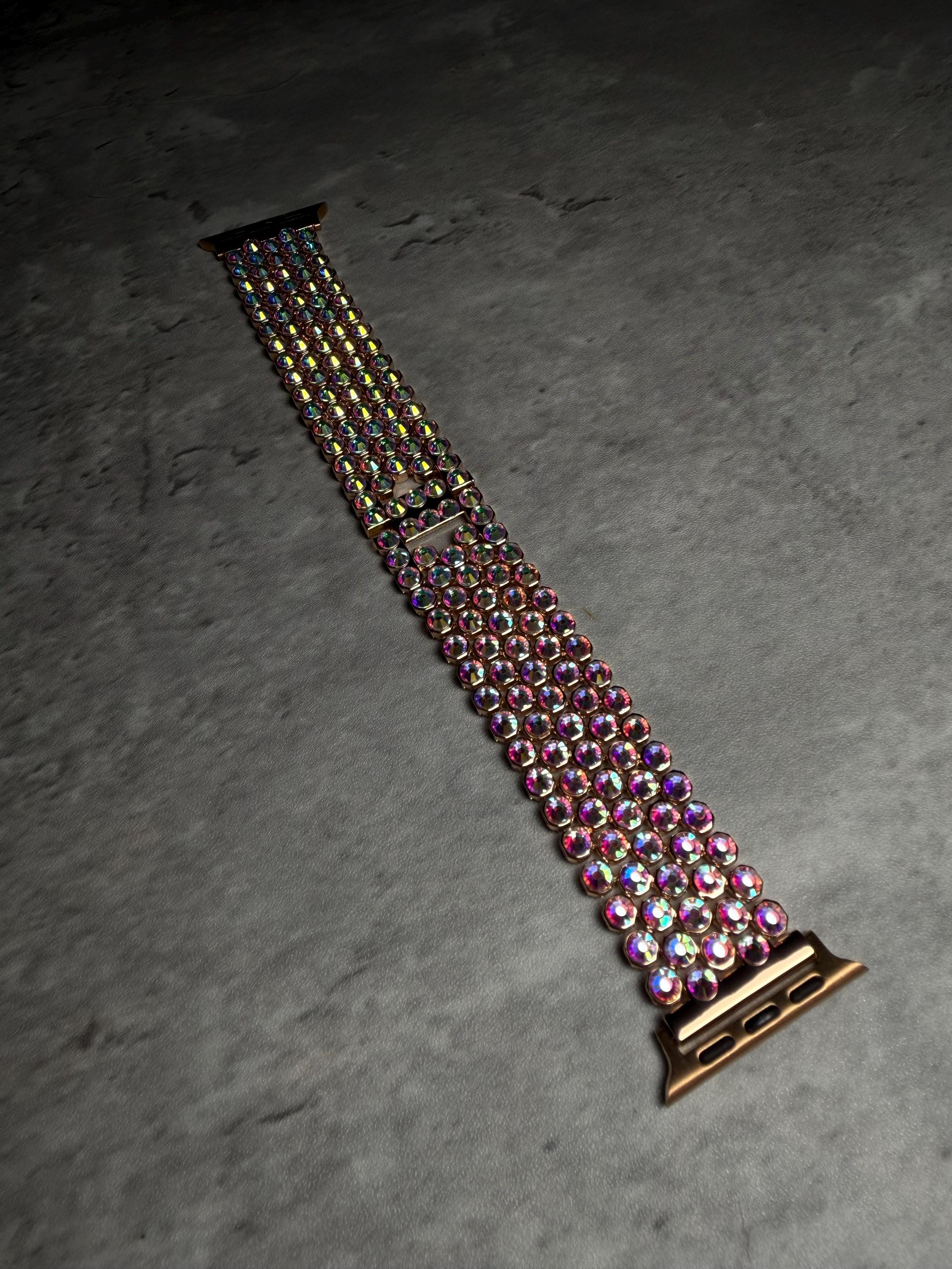 Apple Watch Band, Stainless Steel Strap, Hand-Embellished Glamour, color Crystal AB