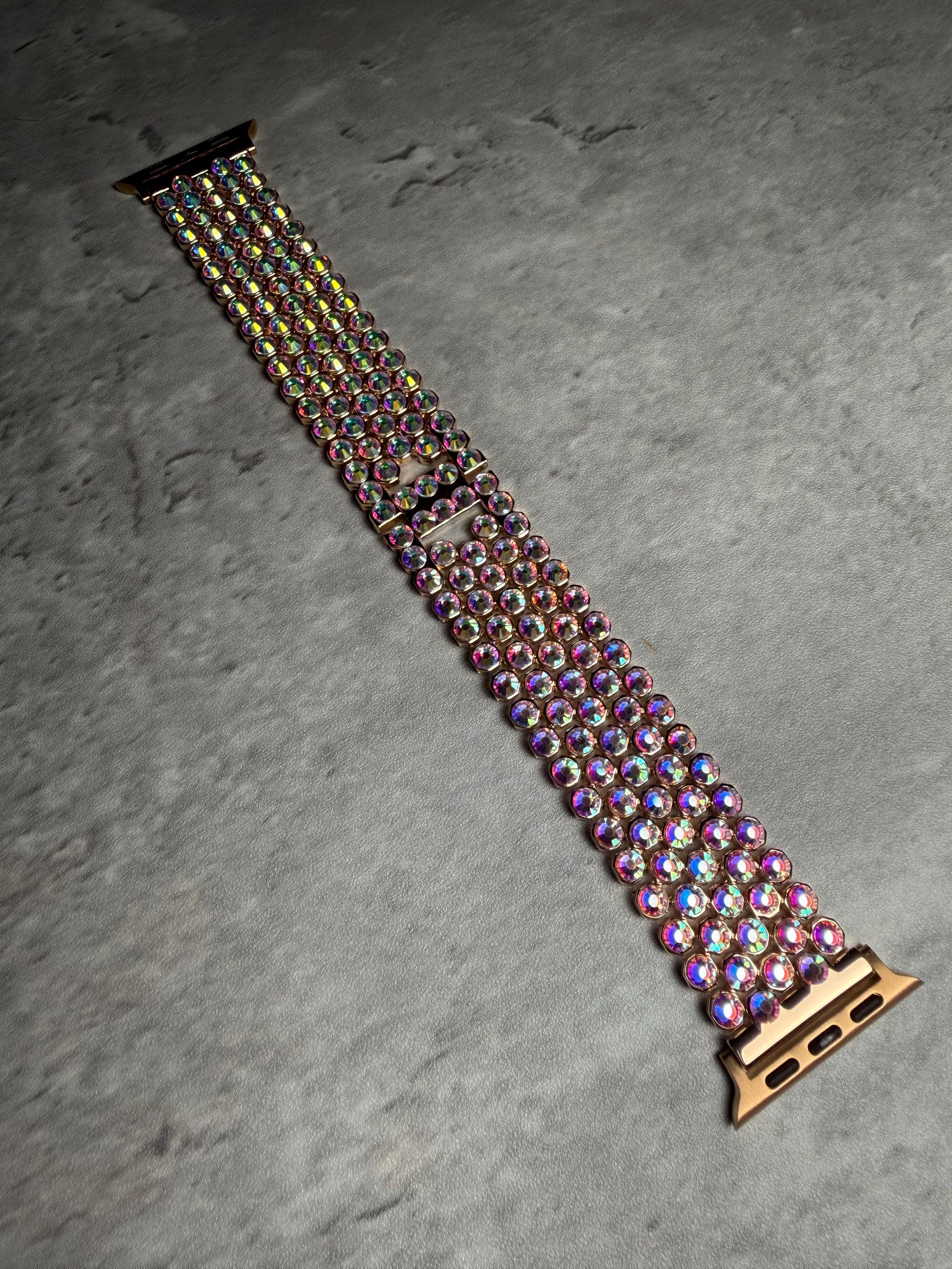 Apple Watch Band, Stainless Steel Strap, Hand-Embellished Glamour, color Crystal AB