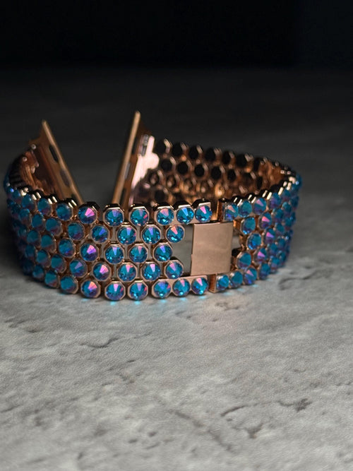 Capri blue crystal Apple Watch band, handmade by LUXORI — view 2