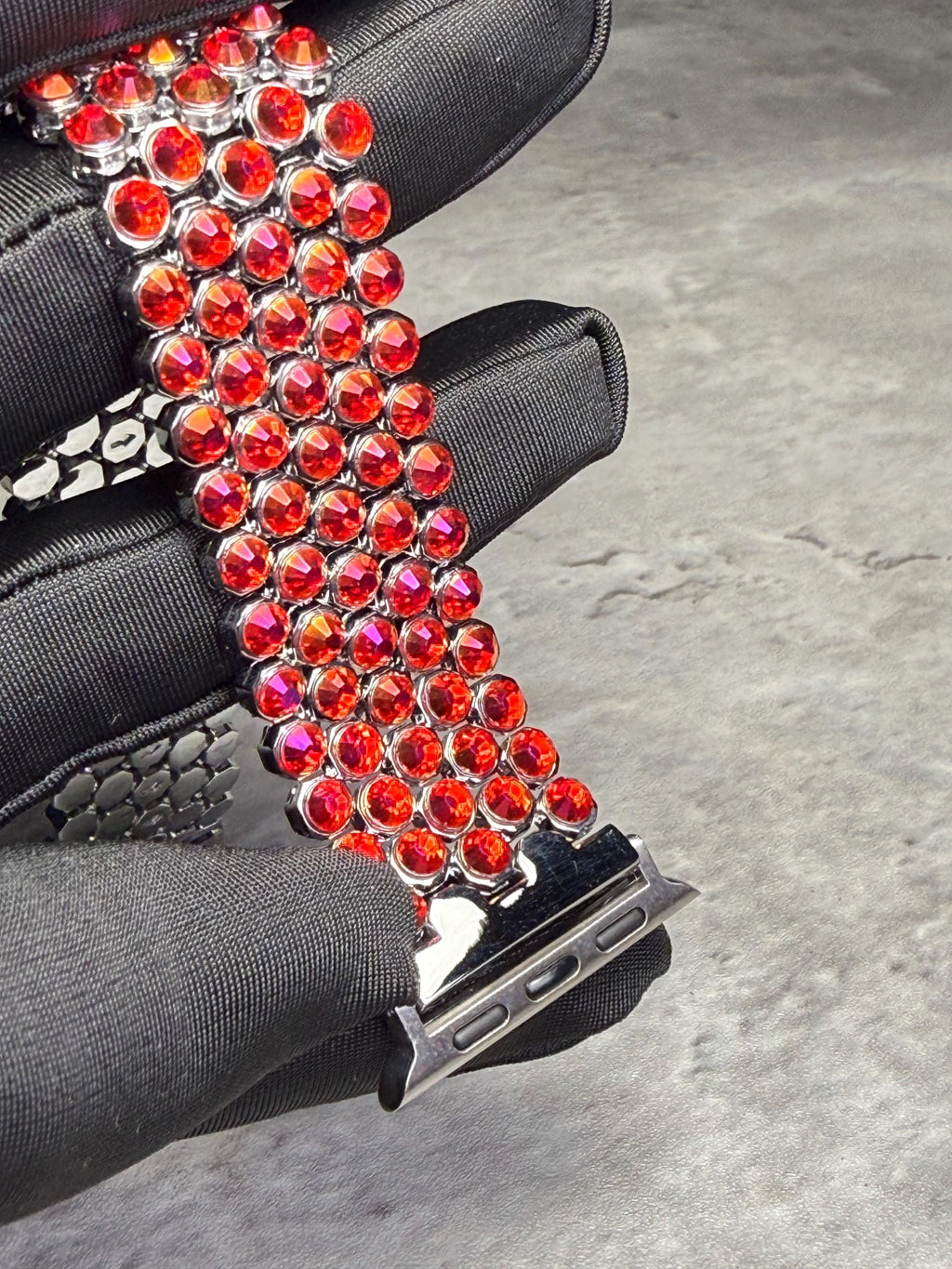 Apple Watch Band, Stainless Steel Strap, Hand-Embellished Glamour, color Magenta Light