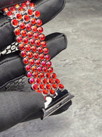 Apple Watch Band, Stainless Steel Strap, Hand-Embellished Glamour, color Magenta Light