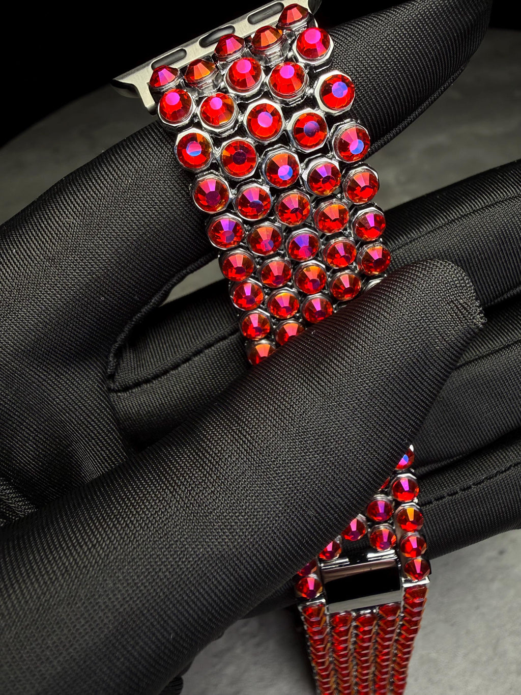 Apple Watch Band, Stainless Steel Strap, Hand-Embellished Glamour, color Magenta Light