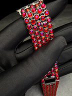 Apple Watch Band, Stainless Steel Strap, Hand-Embellished Glamour, color Magenta Light