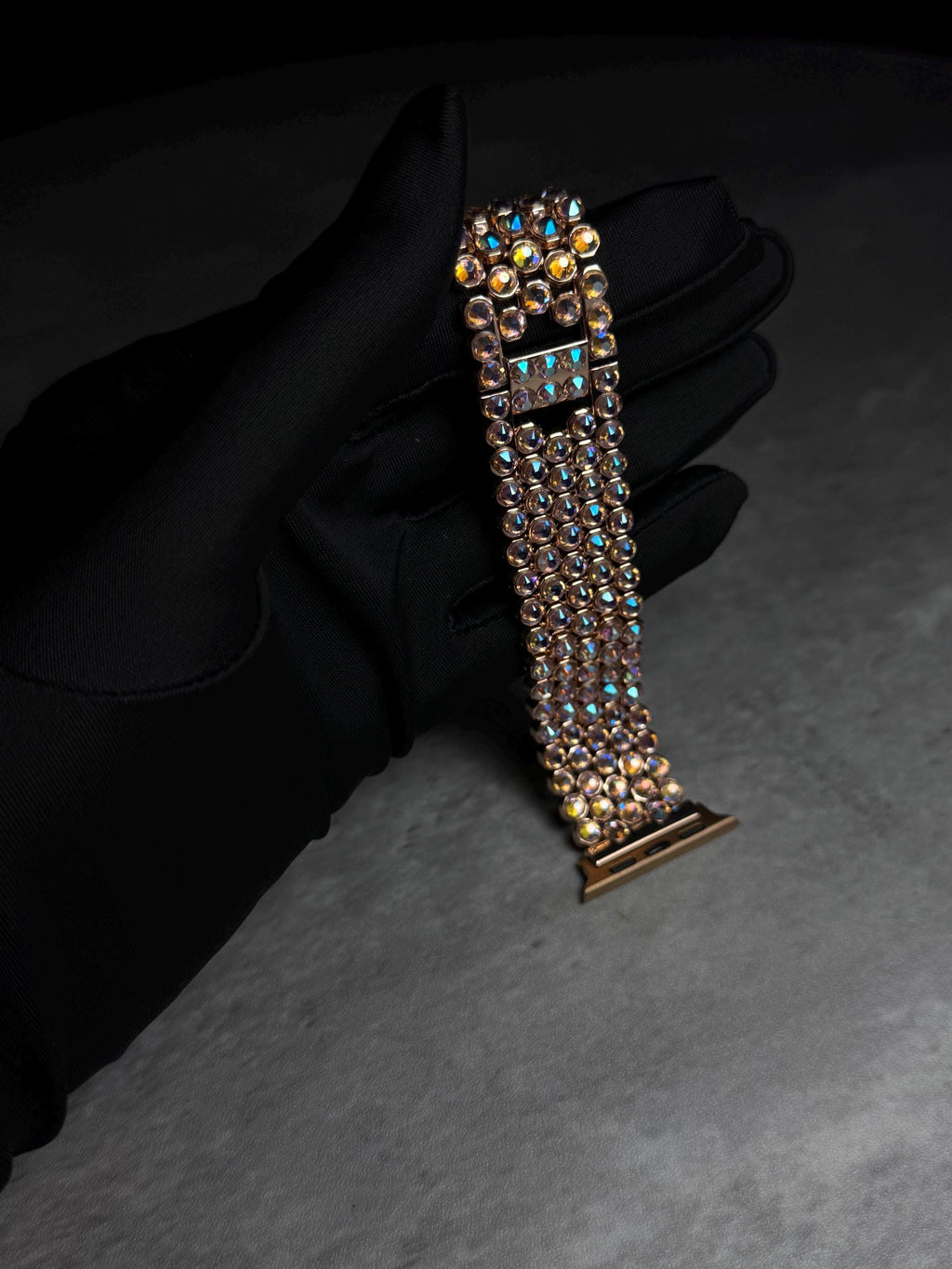 Apple Watch Band, Stainless Steel Strap, Hand-Embellished Glamour, color Rose AB