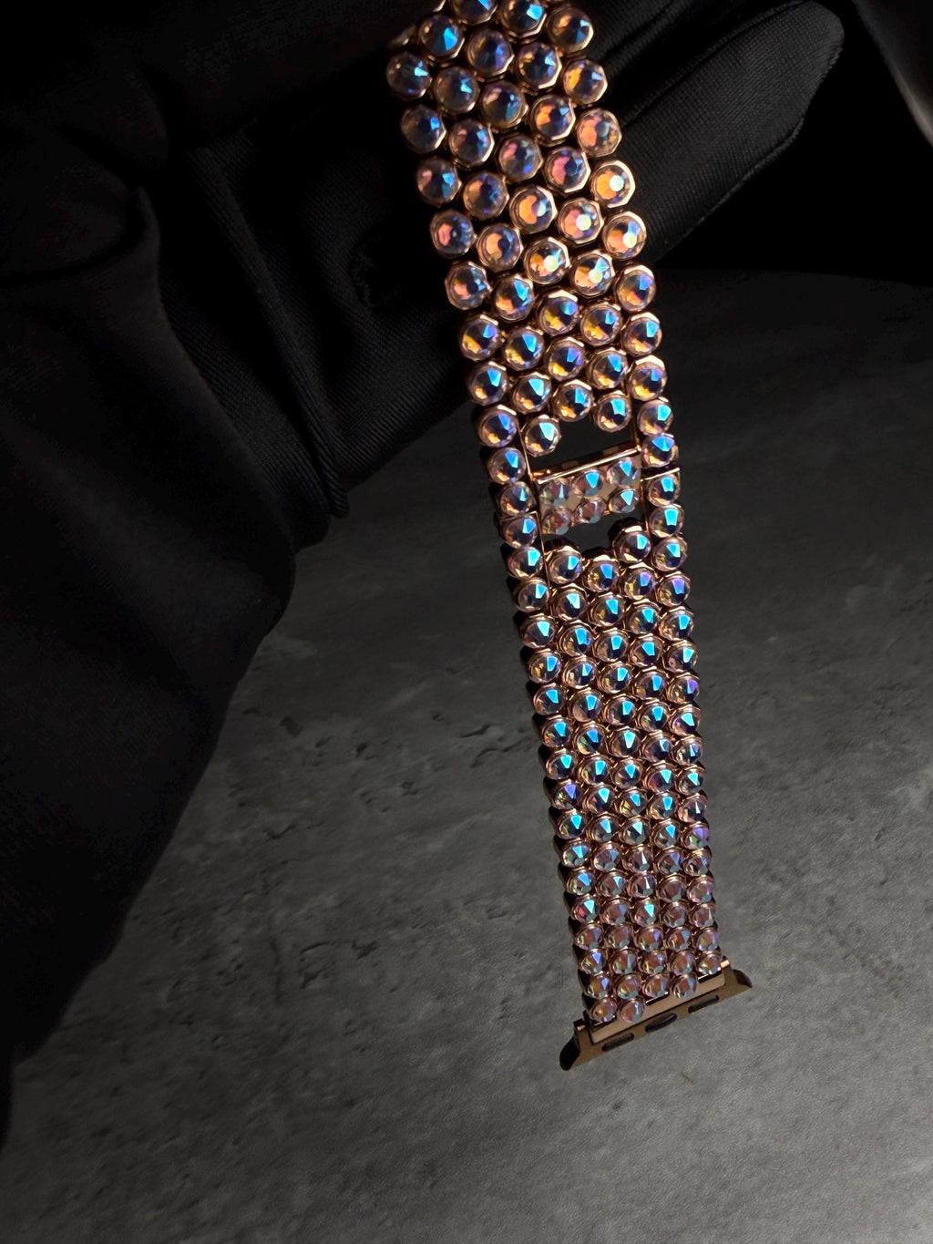 Apple Watch Band, Stainless Steel Strap, Hand-Embellished Glamour, color Rose AB