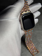 Apple Watch Band, Stainless Steel Strap, Hand-Embellished Glamour, color Rose AB