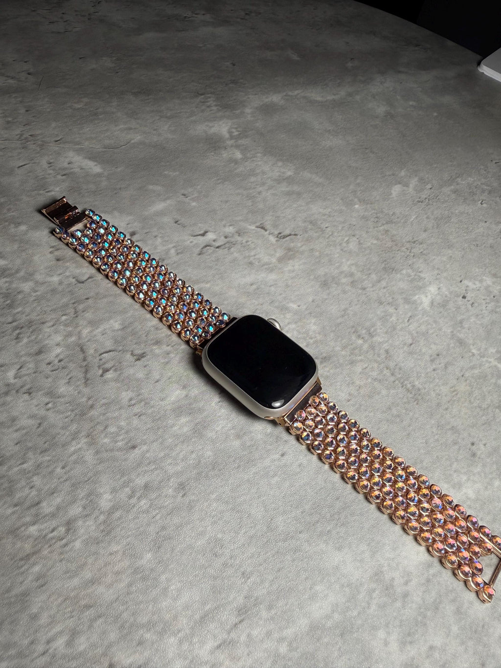 Apple Watch Band, Stainless Steel Strap, Hand-Embellished Glamour, color Rose AB