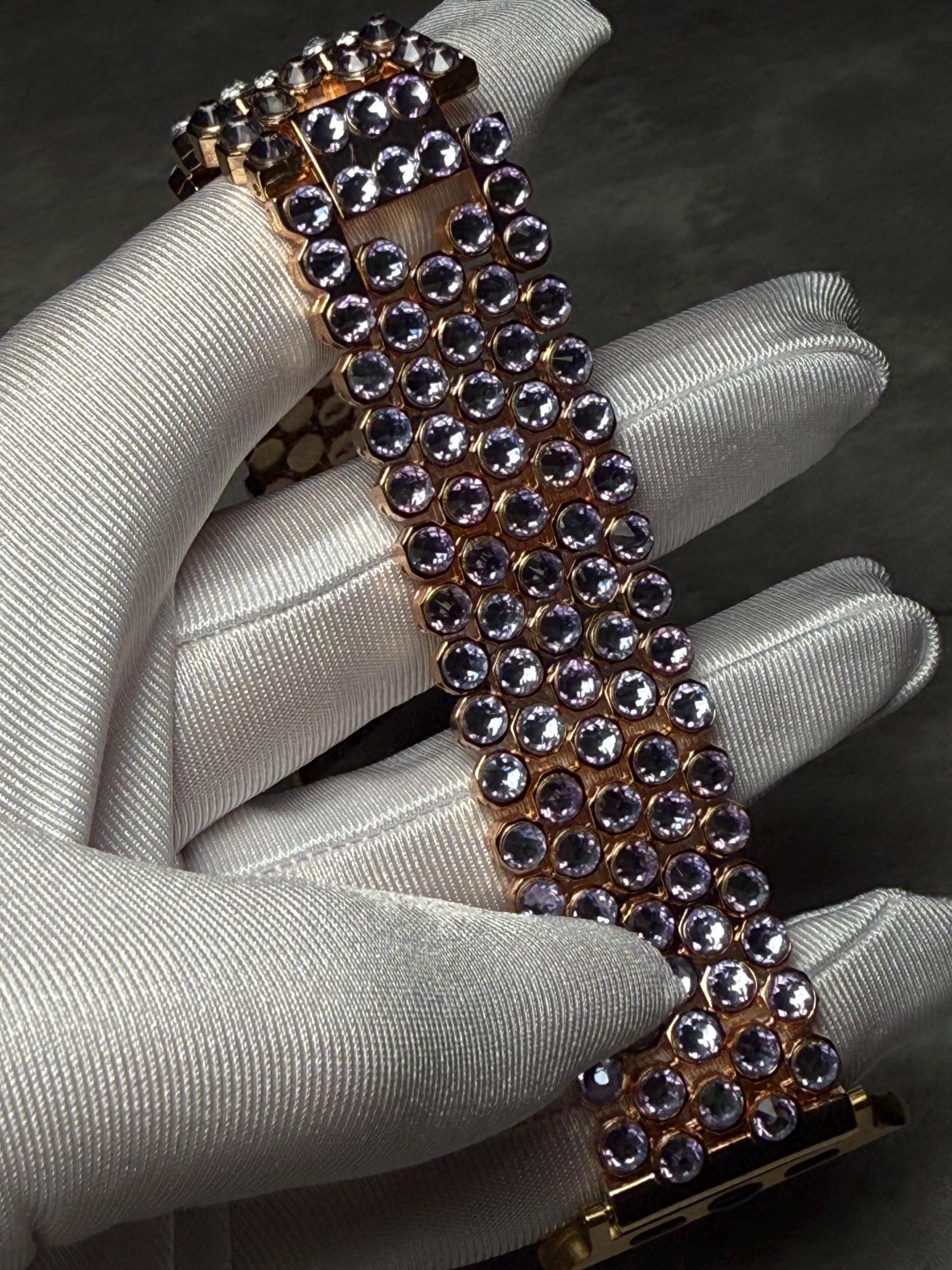 Apple Watch Band, Stainless Steel Strap, Hand-Embellished Glamour, color Angel Violet