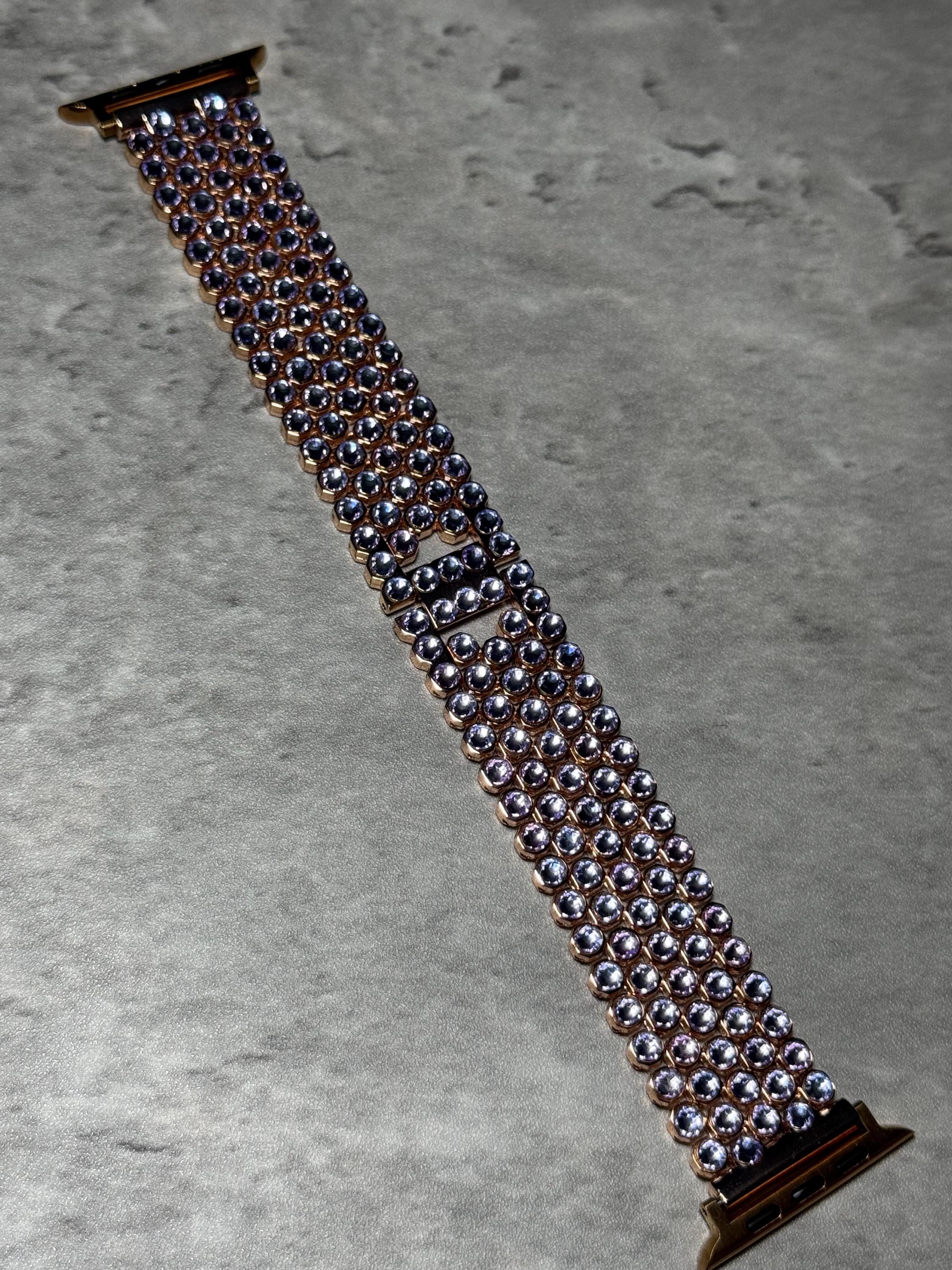 Apple Watch Band, Stainless Steel Strap, Hand-Embellished Glamour, color Angel Violet