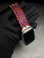 Apple Watch Band, Stainless Steel Strap, Hand-Embellished Glamour, color Magenta Light