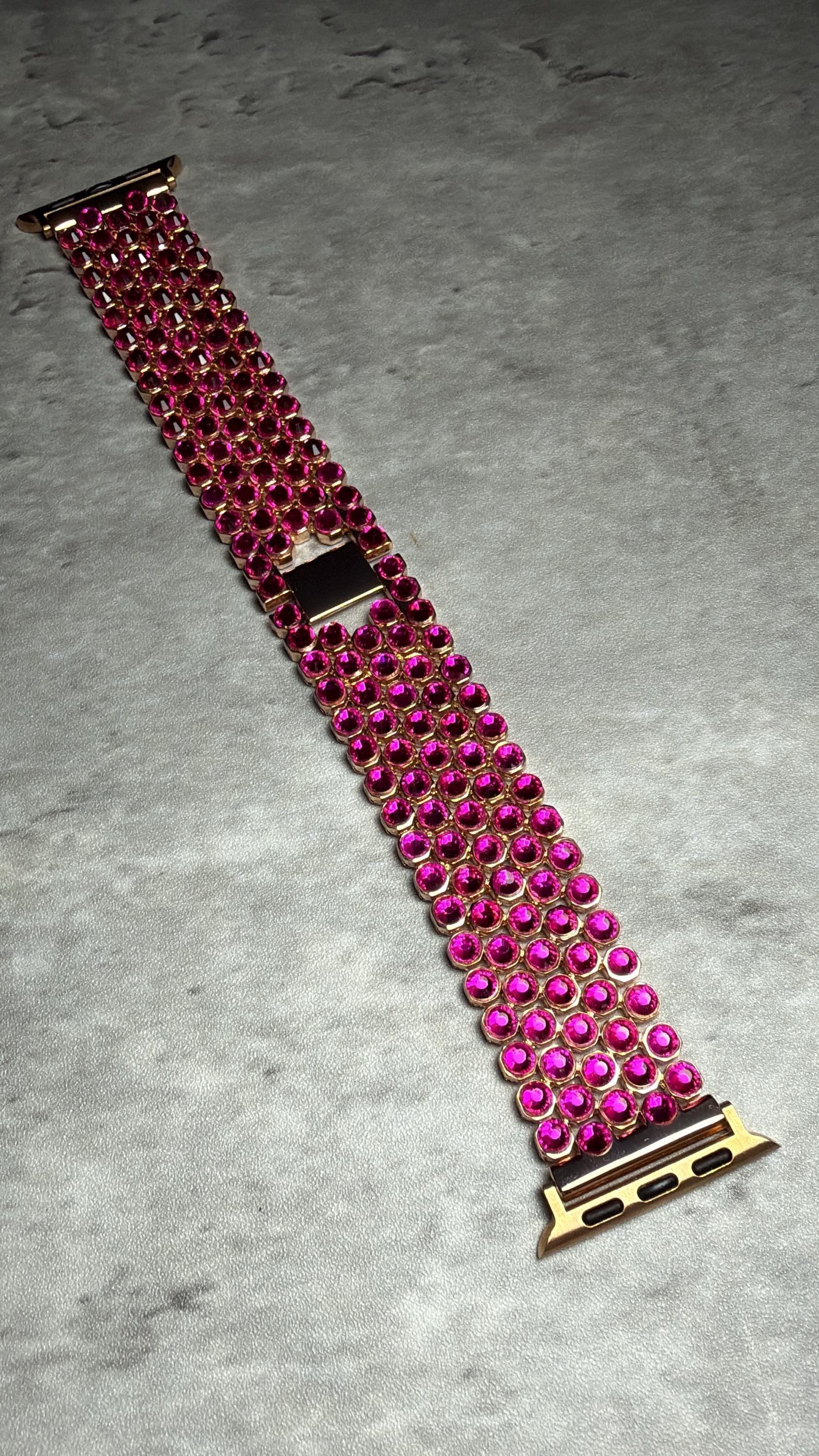 Apple Watch Band, Stainless Steel Strap, Hand-Embellished Glamour, color Rose B