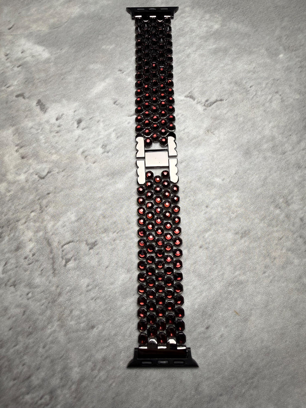 Apple Watch Band, Stainless Steel Strap, Hand-Embellished Glamour, color Garmet