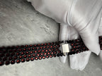 Apple Watch Band, Stainless Steel Strap, Hand-Embellished Glamour, color Garmet