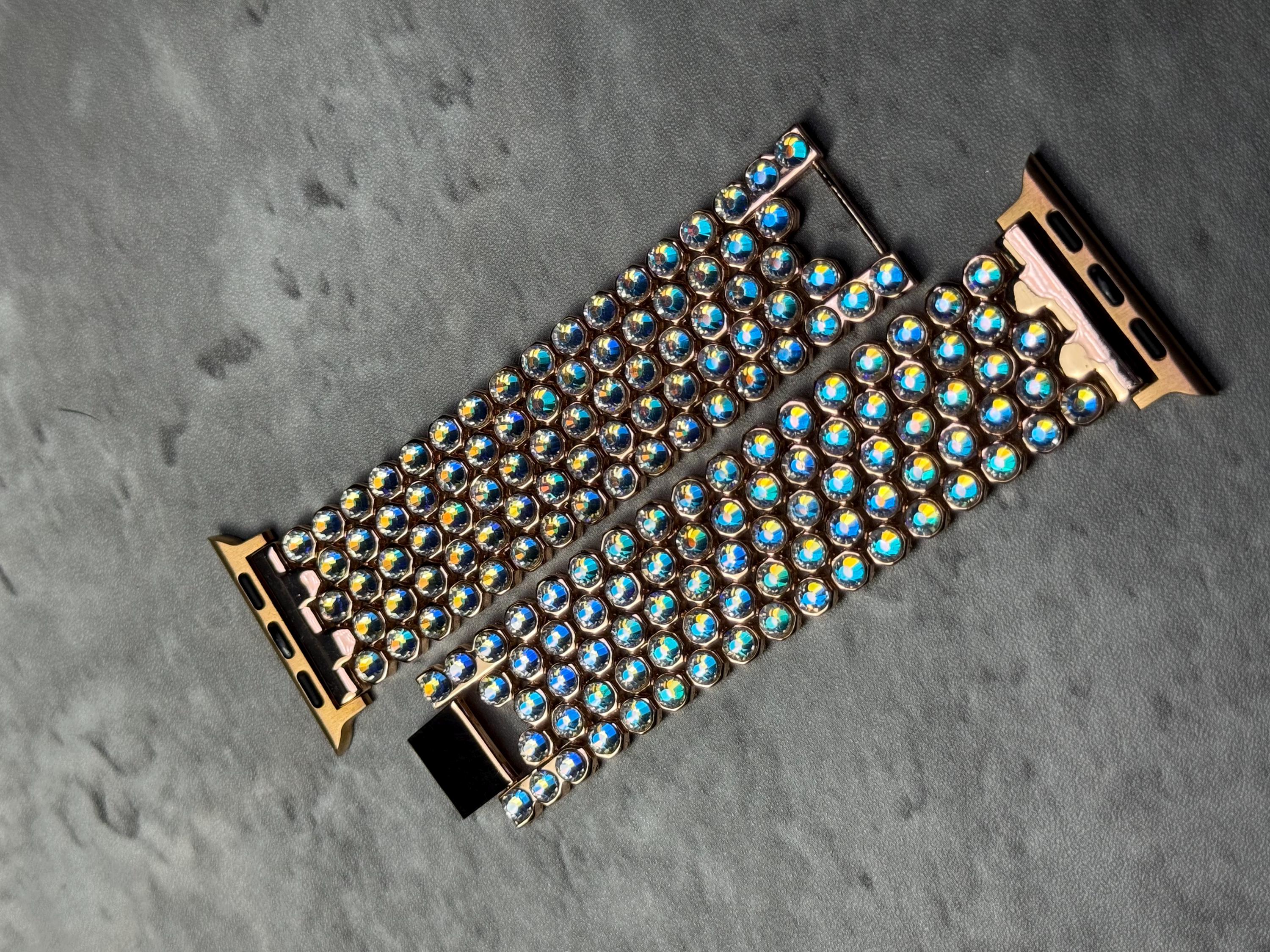 Crystal Apple Watch Band, Bling Strap, Stainless Steel, Moon Shadow Color