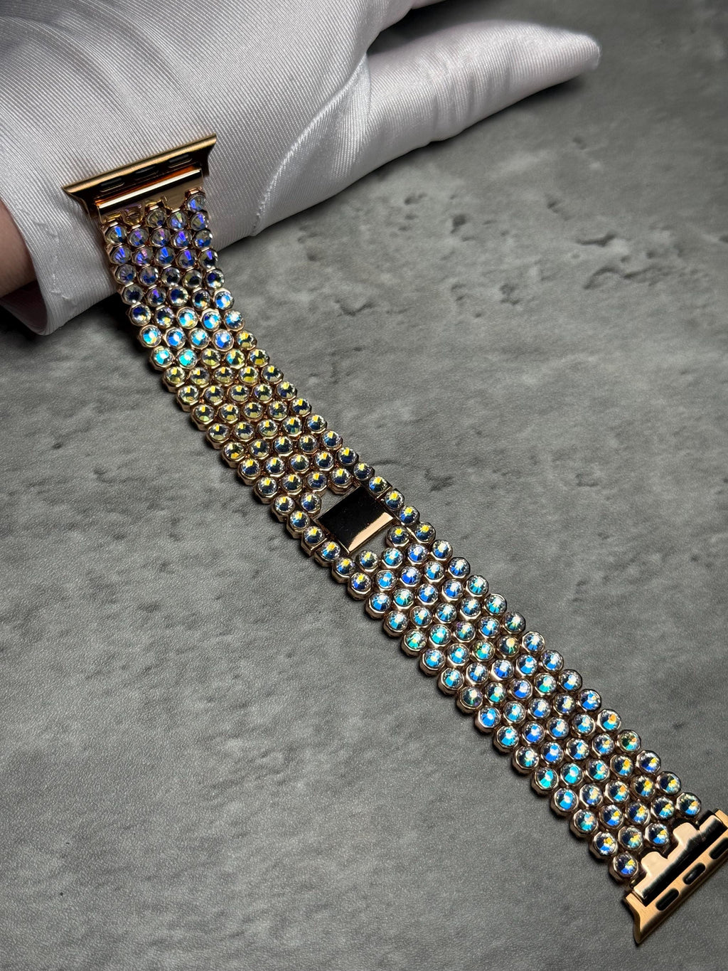 Crystal Apple Watch Band, Bling Strap, Stainless Steel, Moon Shadow Color