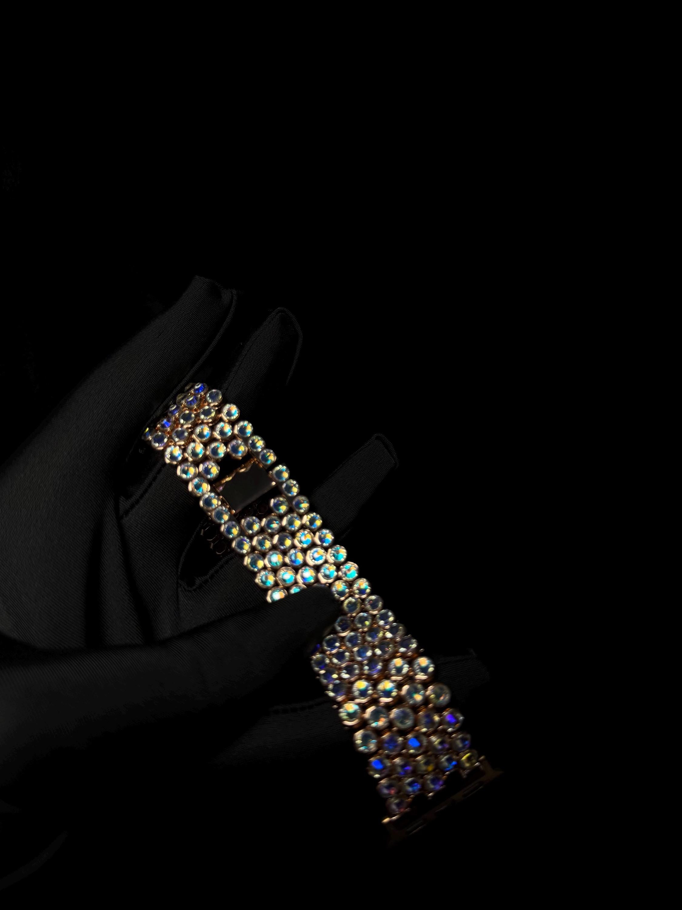 Crystal Apple Watch Band, Bling Strap, Stainless Steel, Moon Shadow Color