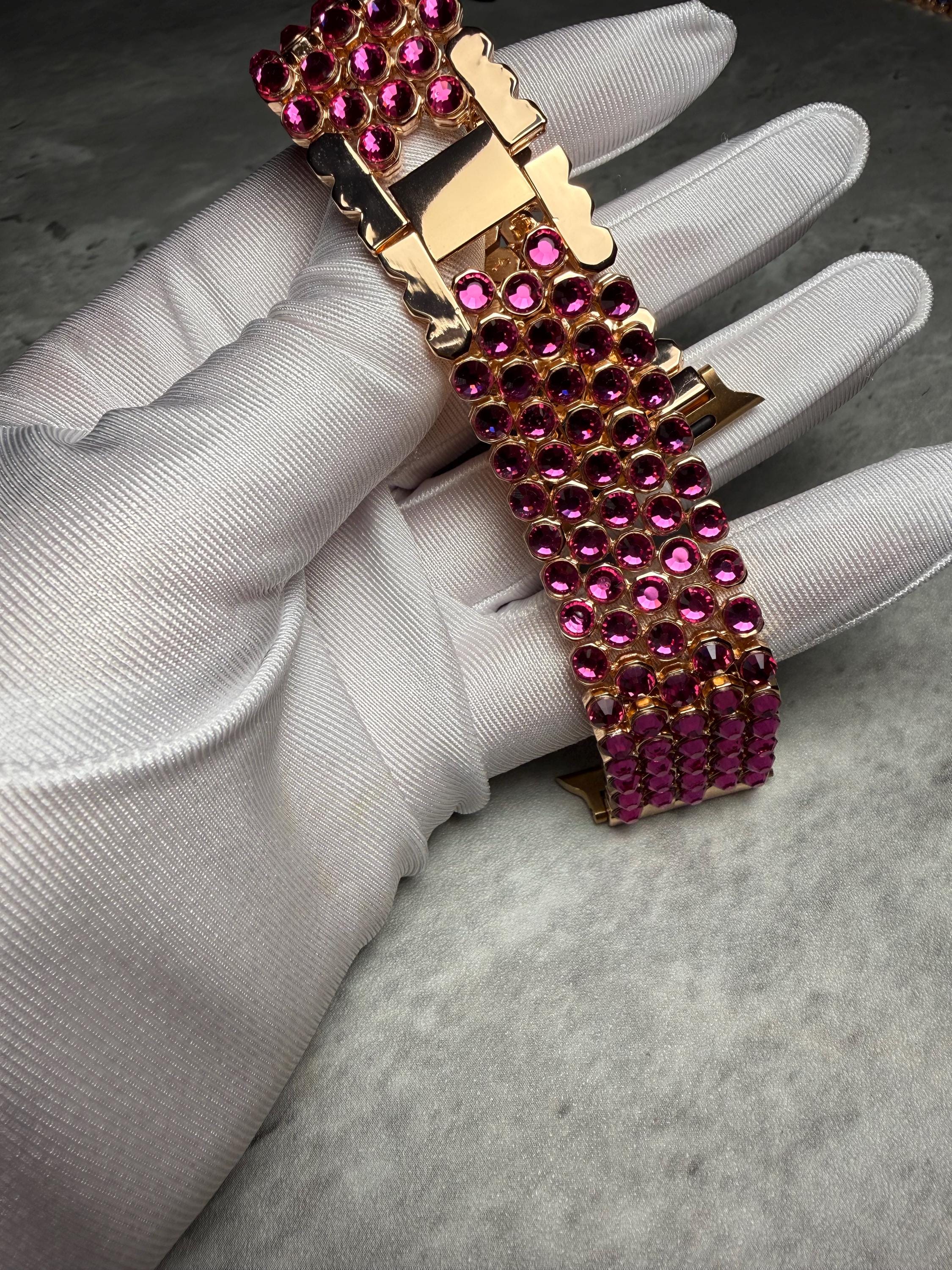 Crystal Apple Watch Band, Stainless Steel Bling Strap, Glamorous Jewelry