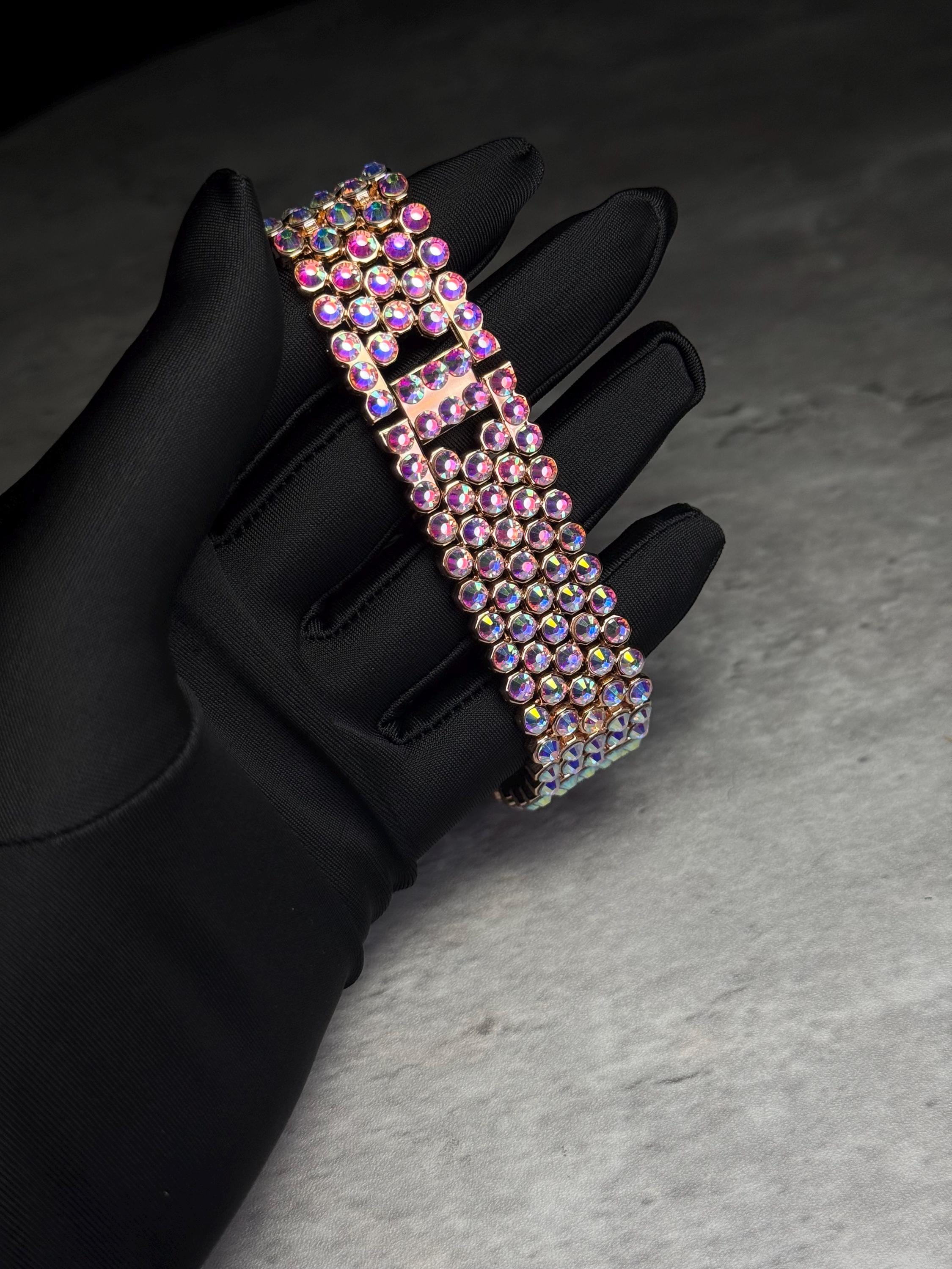 Apple Watch Band, Stainless Steel Strap, Hand-Embellished Glamour, color Crystal AB