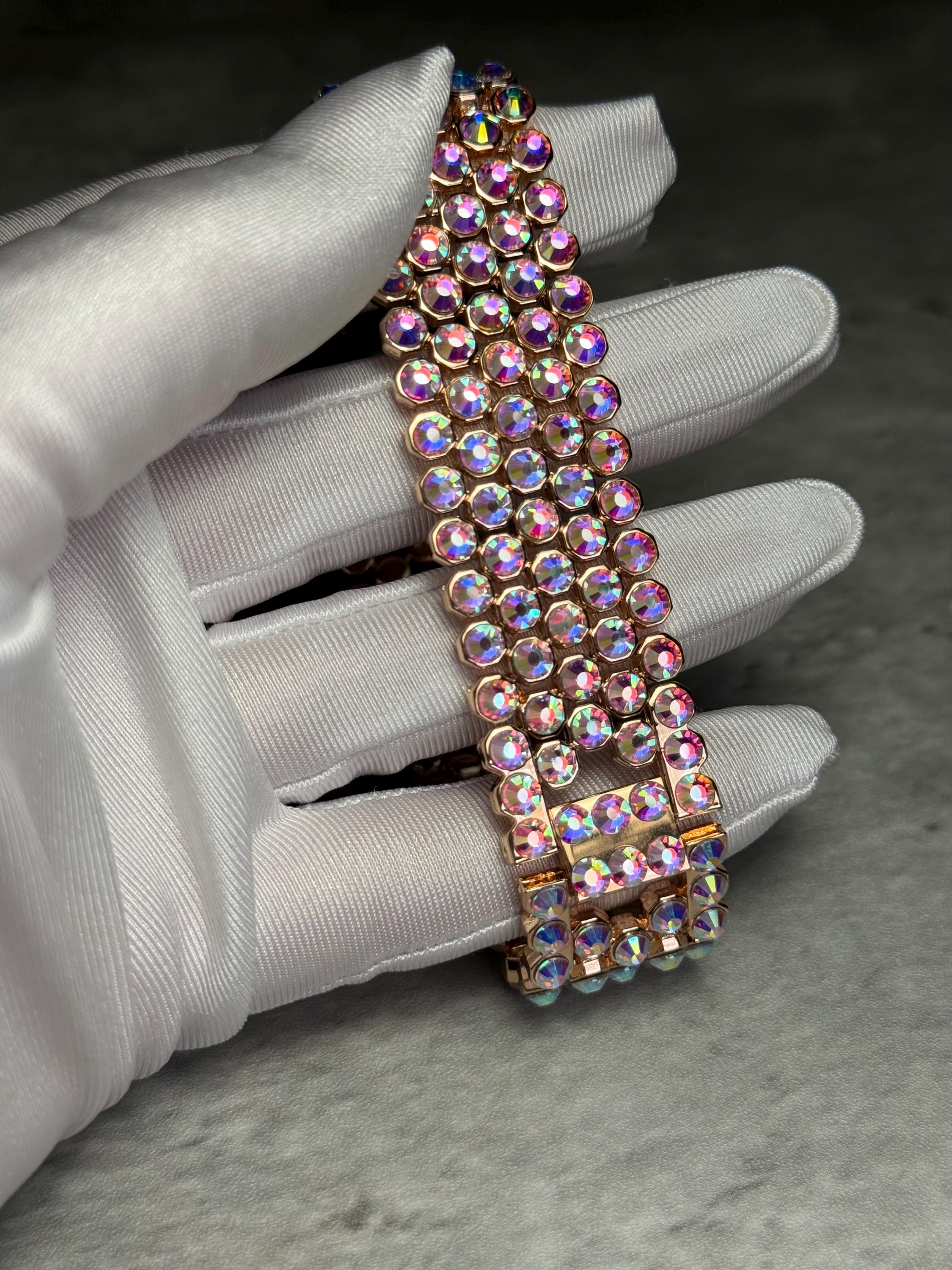 Apple Watch Band, Stainless Steel Strap, Hand-Embellished Glamour, color Crystal AB