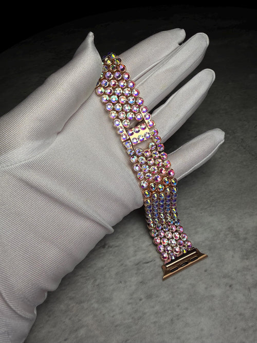 Apple Watch Band, Stainless Steel Strap, Hand-Embellished Glamour, color Crystal AB