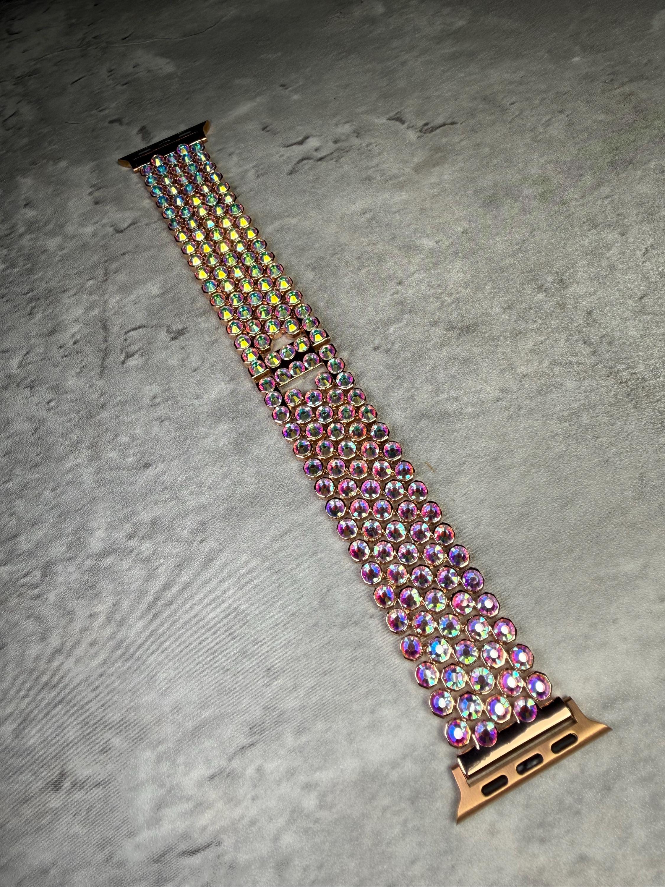 Apple Watch Band, Stainless Steel Strap, Hand-Embellished Glamour, color Crystal AB