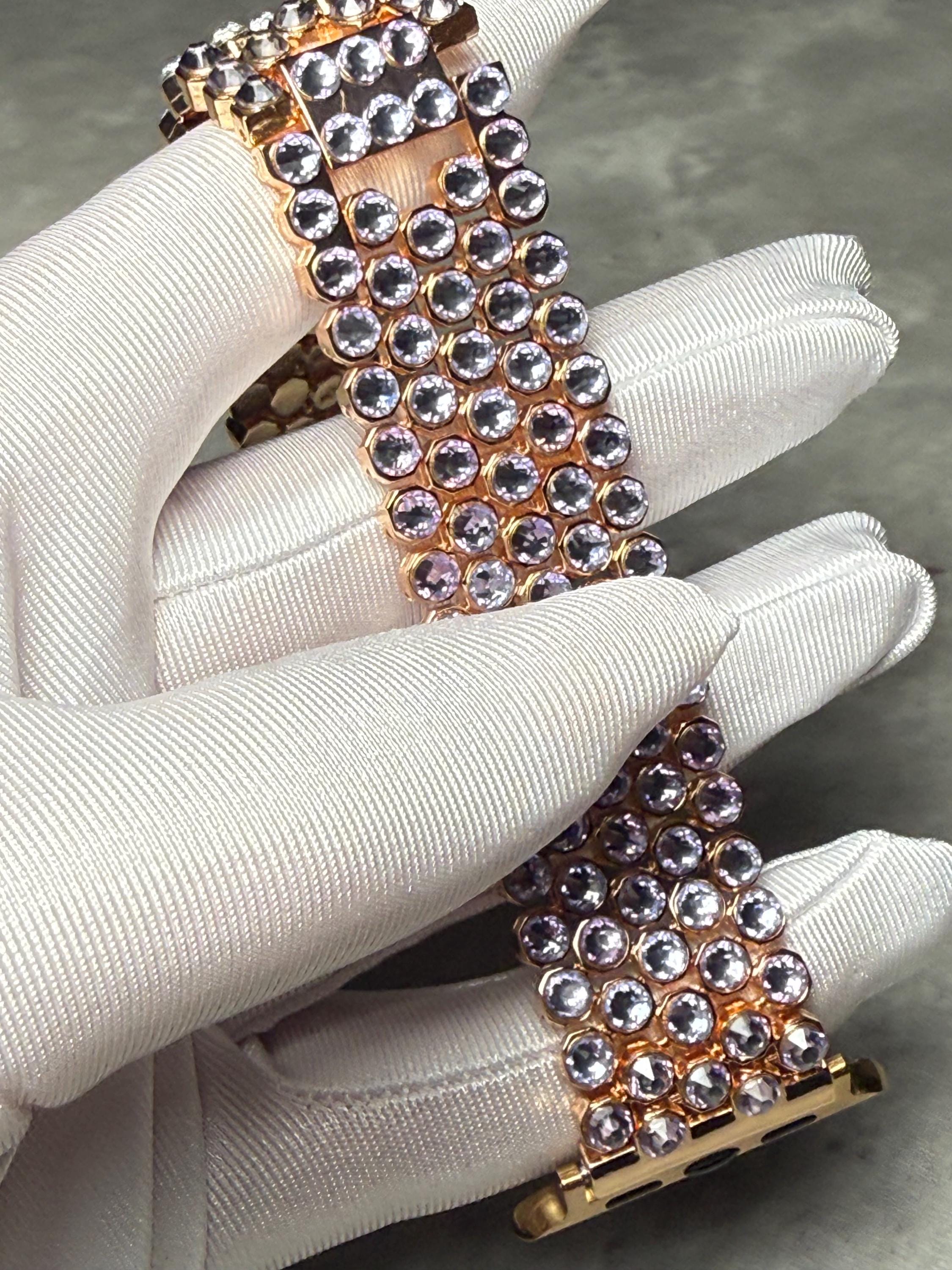 Apple Watch Band, Stainless Steel Strap, Hand-Embellished Glamour, color Angel Violet