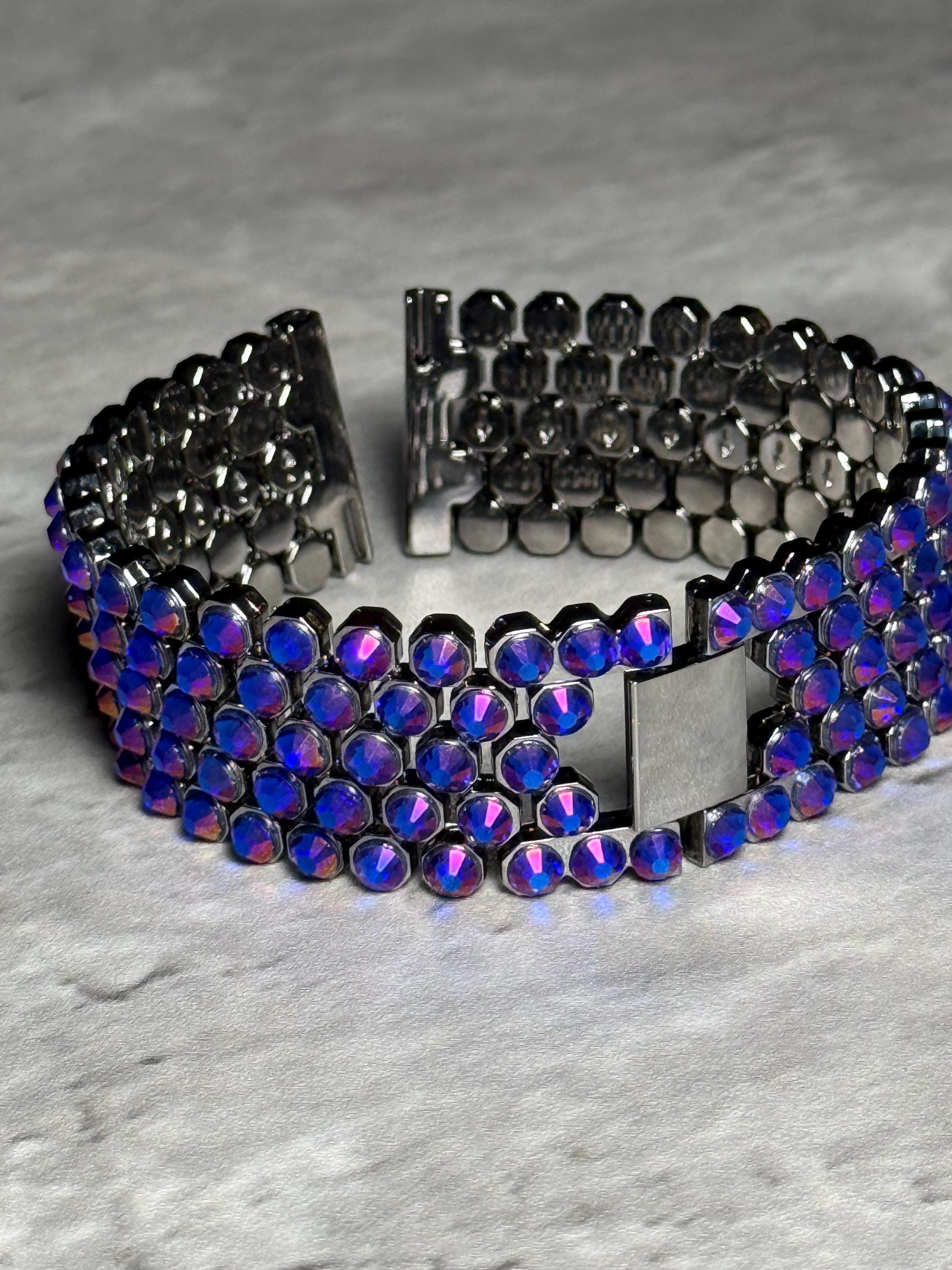 Apple Watch Band, Stainless Steel Strap, Hand-Embellished Glamour, color Magma Sapphire