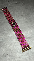 Apple Watch Band, Stainless Steel Strap, Hand-Embellished Glamour, color Rose B