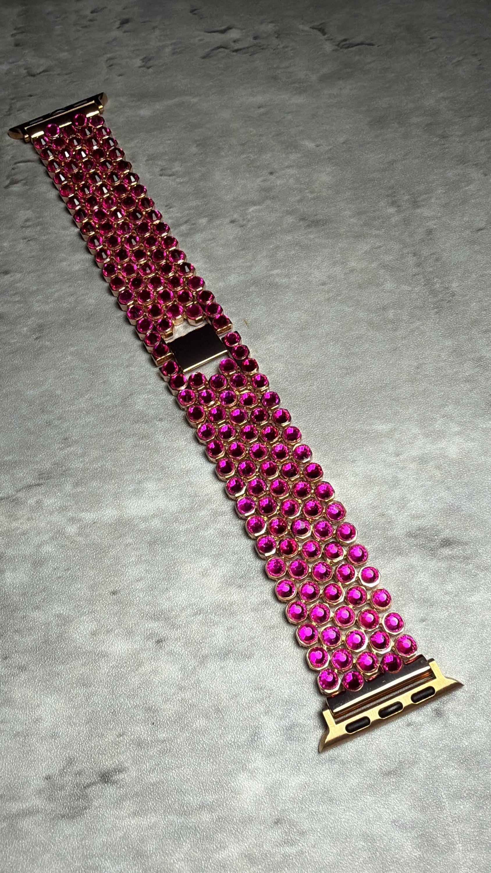 Apple Watch Band, Stainless Steel Strap, Hand-Embellished Glamour, color Rose B