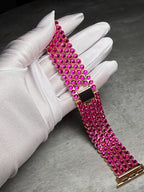 Apple Watch Band, Stainless Steel Strap, Hand-Embellished Glamour, color Rose B