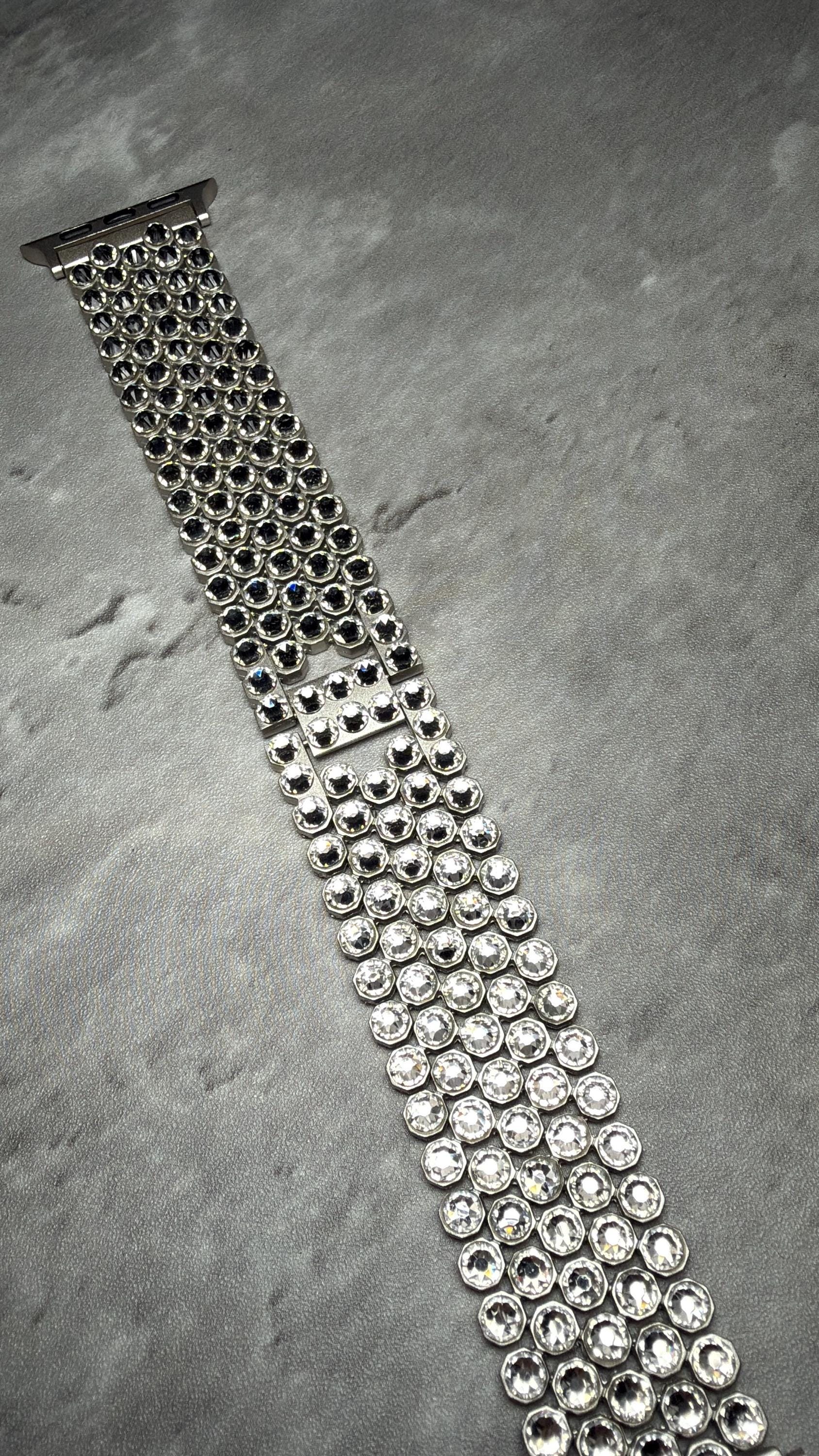 Apple Watch Band, Stainless Steel Strap, Hand-Embellished Glamour, color Crystal