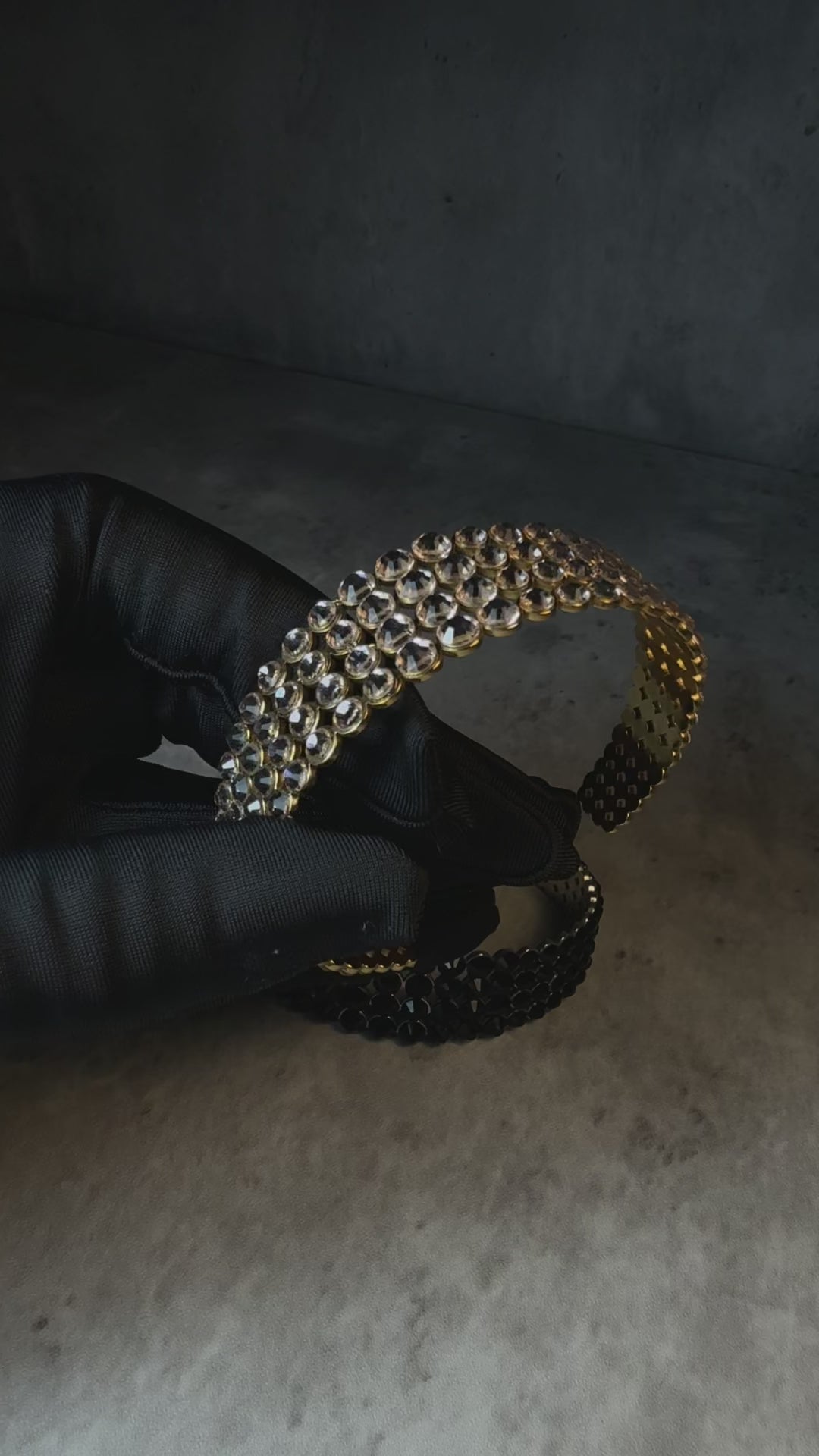 Gold crystal cuff bracelet, handmade by LUXORI — video