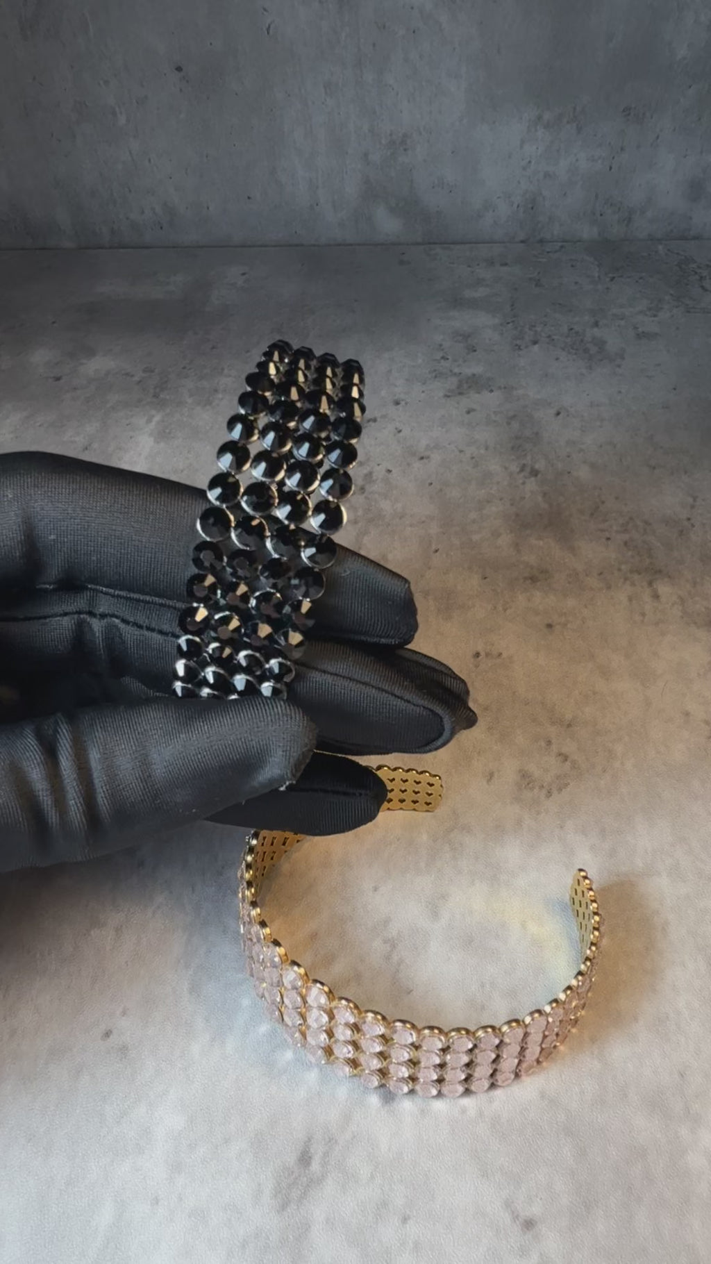 Black crystal cuff bracelet, handmade by LUXORI — video